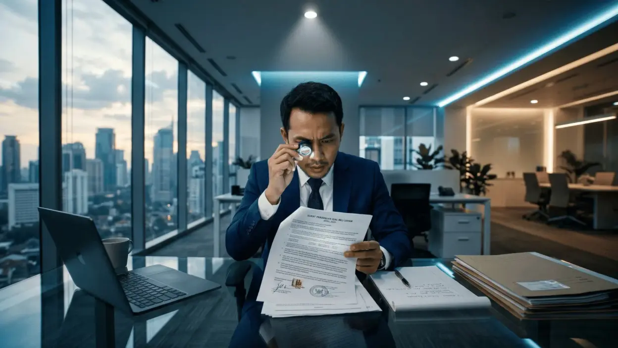 Auditor Internal Memeriksa Keaslian Dokumen Kontrak